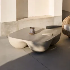 Kave Home Loungetafels & Bijzettafels|Vierkante Salontafel|Salontafel Colba Polystone, 100 x 100cm Beige