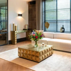 Richmond Interiors Vierkante Salontafel|Salontafel Collada 90cm, kleur Brushed gold