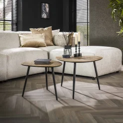 LifestyleFurn Salontafel Set|Organische Salontafel|Salontafel Corky Metallic, Set van 2 stuks Brons antiek