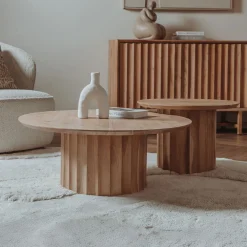 Tower Living Salontafel Set|Ronde Salontafel|Salontafel Crotone Acaciahout, Set van 2 stuks