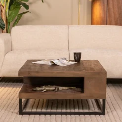 LABEL51 Vierkante Salontafel|Salontafel Cube Mangohout, 80 x 80cm