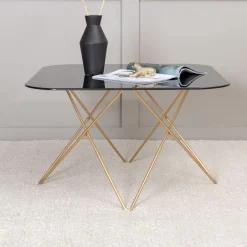 Nohr Vierkante Salontafel|Glazen Salontafel|Salontafel Dominique Marmerlook, 80 x 80cm