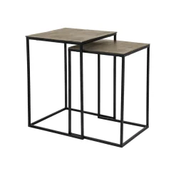 Richmond Interiors Vierkante Salontafel|Salontafel Set|Salontafel Finn Set van 2 stuks, kleur Champagne Gold Goud