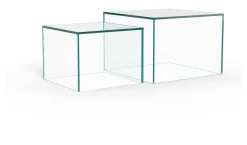 Bendt Vierkante Salontafel|Salontafel Set|Salontafel Flavian Glas, Set van 2 stuks, kleur Transparant