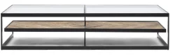 Rivièra Maison Glazen Salontafel|Salontafel Graydon Essenhout en Glas, 180 x 80cm Black