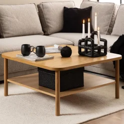 Bendt Vierkante Salontafel|Salontafel Jazzmen Eiken, 90 x 90cm Naturel