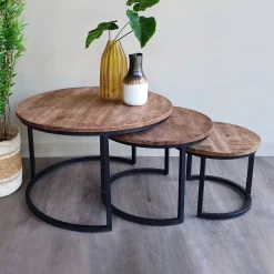 Brix Salontafel Set|Ronde Salontafel|Salontafel Jerrel Set van 3 stuks Metaal