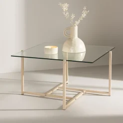 Nohr Vierkante Salontafel|Glazen Salontafel|Salontafel Katelynne Glas, 80 x 80cm