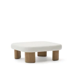 Kave Home Loungetafels & Bijzettafels|Salontafel Labra Cement en acaciahout Wit