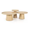 Eleonora Salontafel Set|Ronde Salontafel|Salontafel Leia Eikenhout, Set van 3 stuks
