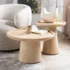 Eleonora Salontafel Set|Ronde Salontafel|Salontafel Leia Eikenhout, Set van 2 stuks