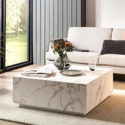 Artistiq Living Vierkante Salontafel|Salontafel Marlenne Marmerlook 90 x 90cm