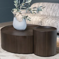 Eleonora Ronde Salontafel|Salontafel Max Walnoot, Set van 2 stuks Bruin