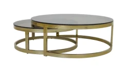 Light & Living Salontafel Set|Glazen Salontafel|Salontafel Milagro Set van 2 stuks, kleur Goud