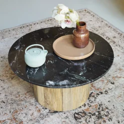 Brix Ronde Salontafel|Salontafel Nova Mangohout en marmer