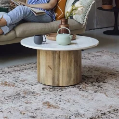 Brix Ronde Salontafel|Salontafel Nova Mangohout en marmer