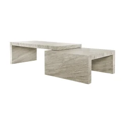 Richmond Interiors Salontafel Set|Salontafel Novaz Marmer, Set van 2 stuks Wit