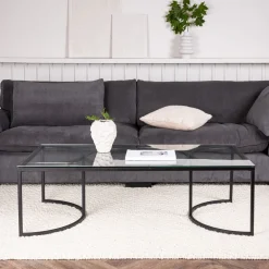 Nohr Glazen Salontafel|Salontafel Nycole Glas, 140 x 70cm Zwart