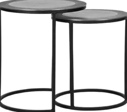 LABEL51 Bijzettafels Set|Ronde Bijzettafel|Salontafel Pair Set van 2 stuks Grijs