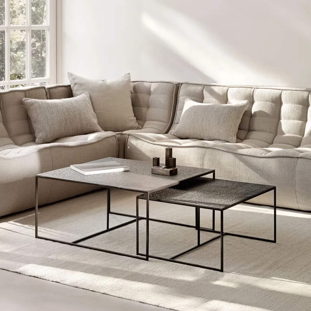 Ethnicraft Salontafel Set|Salontafel Pentagon Minerals, Set van 2 stuks, kleur Whisky