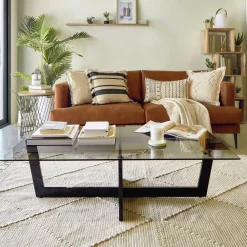 Kave Home Glazen Salontafel|Salontafel Plam Glas, 120 x 70cm