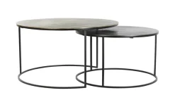 Light & Living Salontafel Set|Ronde Salontafel|Salontafel Primo Set van 2 stuks, zwart-brons+mat zwart