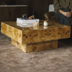 Dutchbone Vierkante Salontafel|Salontafel Quinn Eucalyptushout, 90 x 90cm