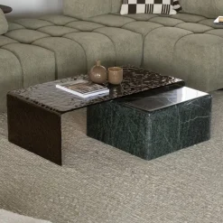 By-Boo Glazen Salontafel|Salontafel Ripple Glas, 110 x 55cm Bruin