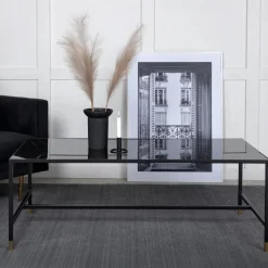 Nohr Glazen Salontafel|Salontafel Shaindy Glas Marmerlook Zwart