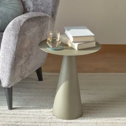 Kave Home Ronde Bijzettafel|Ronde Salontafel|Salontafel Shirel, 38cm, kleur Groen