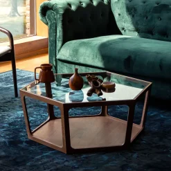 Dutchbone Glazen Salontafel|Salontafel Sita 92.5 x 80cm Hout