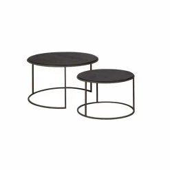 RENEW Salontafel Set|Ronde Salontafel|Salontafel Spello Teakhout, Set van 2 stuks