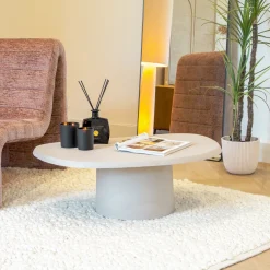 By-Boo Organische Salontafel|Salontafel Sten organisch 89 x 59cm, kleur Beige