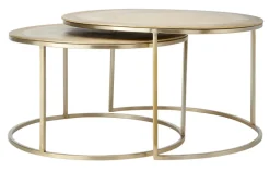 Light & Living Salontafel Set|Ronde Salontafel|Salontafel Talca Set van 2 stuks, 65/75cm Goud