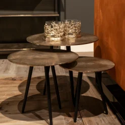 Richmond Interiors Salontafel Set|Ronde Salontafel|Salontafel Vittorio Set van 3 stuks Goud