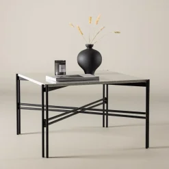 Nohr Vierkante Salontafel|Salontafel Yasemin Terrazzo, 75 x 75cm Wit