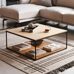 Kave Home Vierkante Salontafel|Salontafel Yoana Eikenhout, kleur Zwart