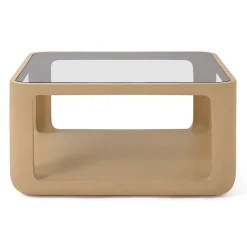 Jesper Home Vierkante Salontafel|Glazen Salontafel|Salontafel Yobeko Mudstone textuur en glas, 80 x 80cm