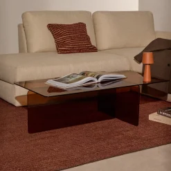 Kave Home Glazen Salontafel|Salontafel Zaren glas, 120 x 60cm Bruin