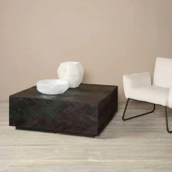 Tower Living Vierkante Salontafel|Salontafel Ziano Visgraat, kleur zwart