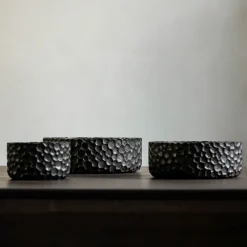 Ethnicraft Keukengerei|Schaal Chopped Mahoniehout, Set van 3 stuks Zwart