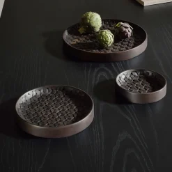Ethnicraft Keukengerei|Schaal Tampa Mahoniehout, Set van 3 stuks Donkerbruin