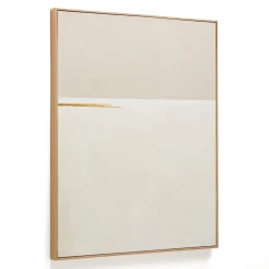 Kave Home Schilderijen|Schilderij Salin Horizontale streep, Linnen, 100 x 80cm Beige