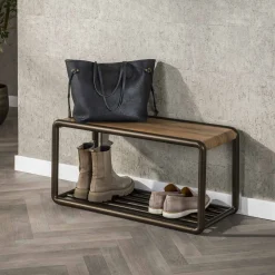 LifestyleFurn Halkasten|Schoenenrek Karalynn Eikenlook en staal Drift brown