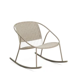 Kave Home Loungestoelen|Schommelstoel Atrani Staal en touw, kleur Ecru Beige