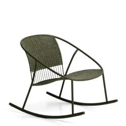 Kave Home Loungestoelen|Schommelstoel Atrani Staal en touw, kleur Groen Donkergroen