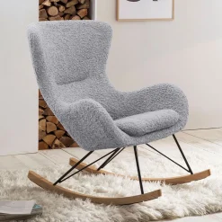 Artistiq Living Schommelstoelen|Schommelstoel Chanequa Teddy, kleur Lichtgrijs