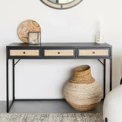 ZILT Sidetables|Sidetable Abraham Hout en rotan, 120cm