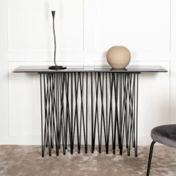 Nohr Sidetables|Sidetable Danni Marmerlook, 130cm Zwart