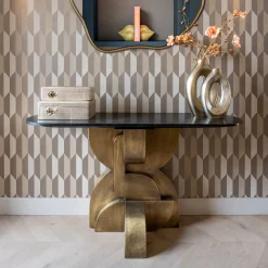 Richmond Interiors Sidetables|Sidetable Maddox Marmer en Brass, 130cm
